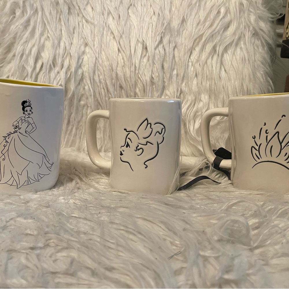 3-New RAE DUNN Disney Tiana Princess And The Frog Double Sided Mugs